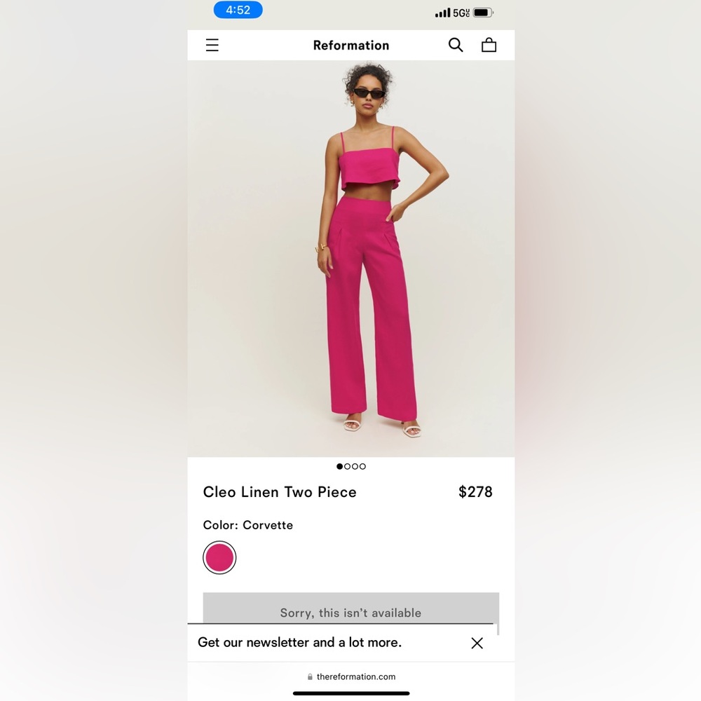 Pink Reformation Cleo Linen Two Piece Set - Picture 6 of 8